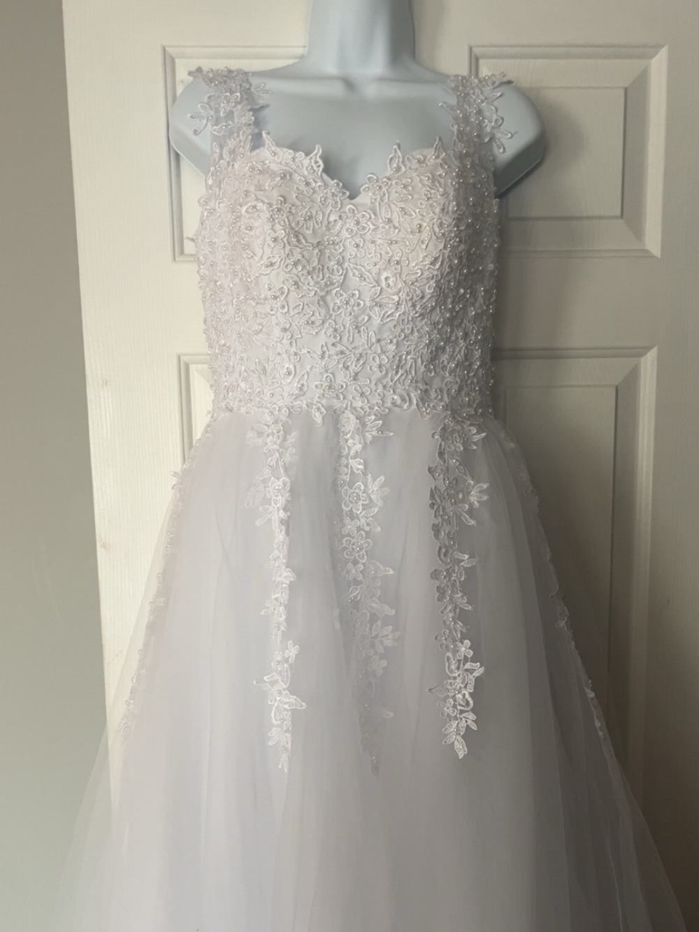 Ivory Lace A-Line Tulle Wedding Dress